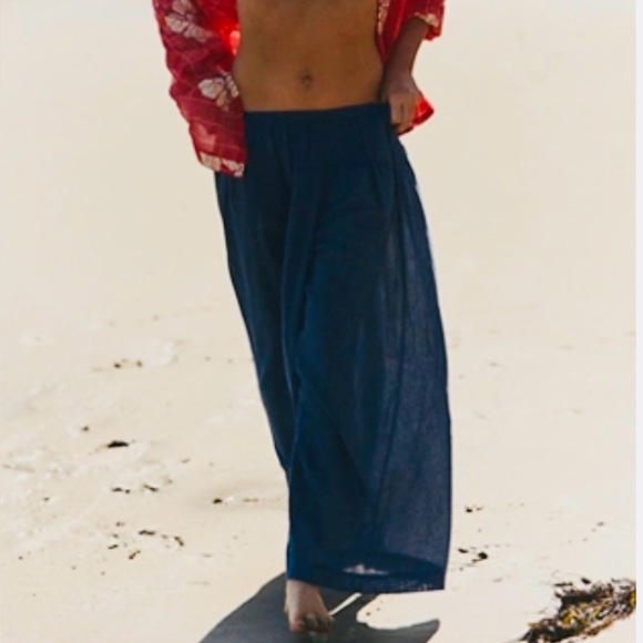 NWT Free People (BLUE) Wide-Leg Pants - Picture 1 of 4